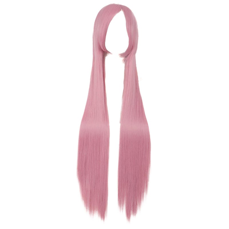 MapofBeauty MapofBeauty 39 Inch/100cm Side Bangs Long Lolita Cosplay Party Pink Straight Wig 100cm  - Image 1