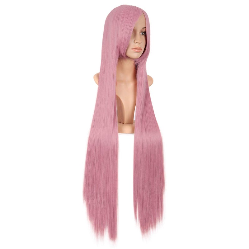 MapofBeauty MapofBeauty 39 Inch/100cm Side Bangs Long Lolita Cosplay Party Pink Straight Wig 100cm  - Image 2