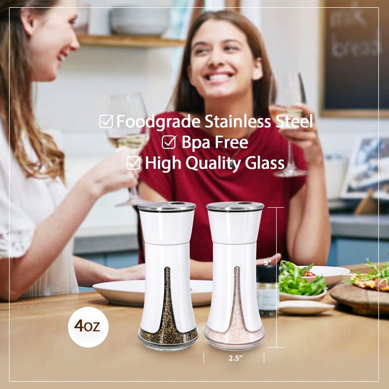 Aelga White Salt and Pepper Shakers by Aelga Salt Shaker with Adjustable Pour Holes White Kitchen Accessories Decor for KitchenRestaurantsCampBBQ - Image 3