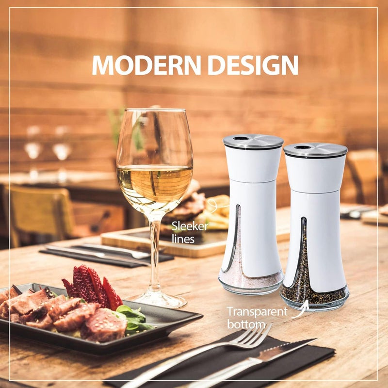 Aelga White Salt and Pepper Shakers by Aelga Salt Shaker with Adjustable Pour Holes White Kitchen Accessories Decor for KitchenRestaurantsCampBBQ - Image 4