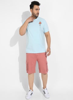 Instafab Plus Men's Icy Blue Basic Regular Fit T-Shirt  - Image 5