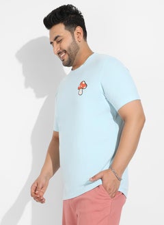 Instafab Plus Men's Icy Blue Basic Regular Fit T-Shirt  - Image 3