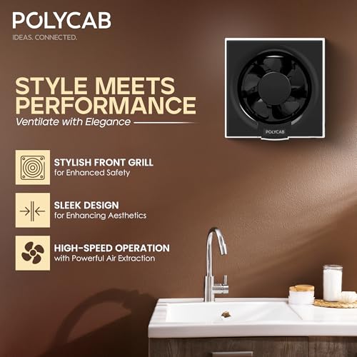 Polycab Freshner Neo 200mm Energy Efficient Exhaust fan for Kitchen, Bathroom | Noiseless, Sleek Design Easy to Clean | High Speed, Powerful Motor, 100% Copper Winding, 2 Year Warranty【White】 - Image 3