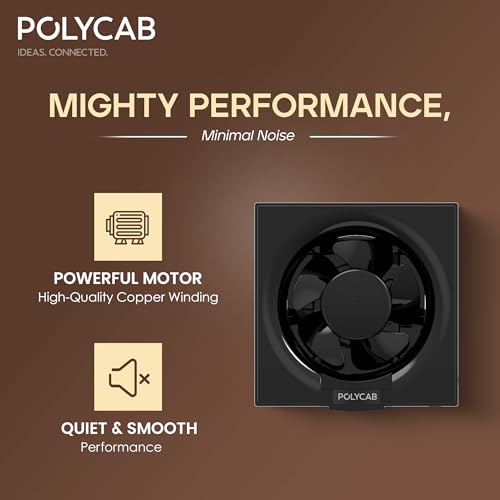 Polycab Freshner Neo 200mm Energy Efficient Exhaust fan for Kitchen, Bathroom | Noiseless, Sleek Design Easy to Clean | High Speed, Powerful Motor, 100% Copper Winding, 2 Year Warranty【White】 - Image 4
