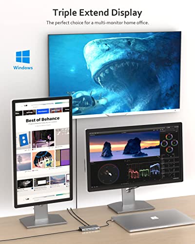 SUTOUG 12 in 1 USB C Hub, Docking Station, Triple Displays Laptop Docking Station for MacBook Pro and Windows(2 HDMI, DP, 100W PD, SD/TF Card Reader, 3 USB 3.0 Ports), MAC OS only Support Mirror Mode - Image 2