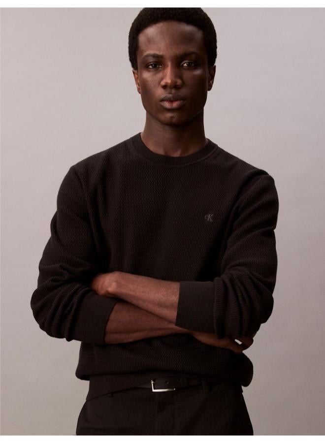 كالفن كلاين كنزة بياقة دائرية وأكمام طويلة بنقشة - Image 3