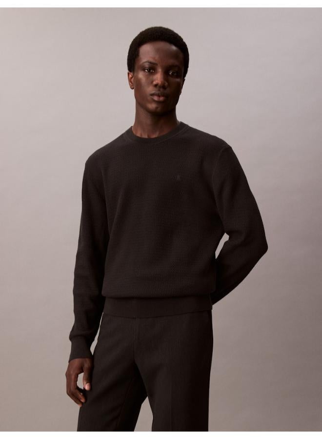 كالفن كلاين كنزة بياقة دائرية وأكمام طويلة بنقشة - Image 1