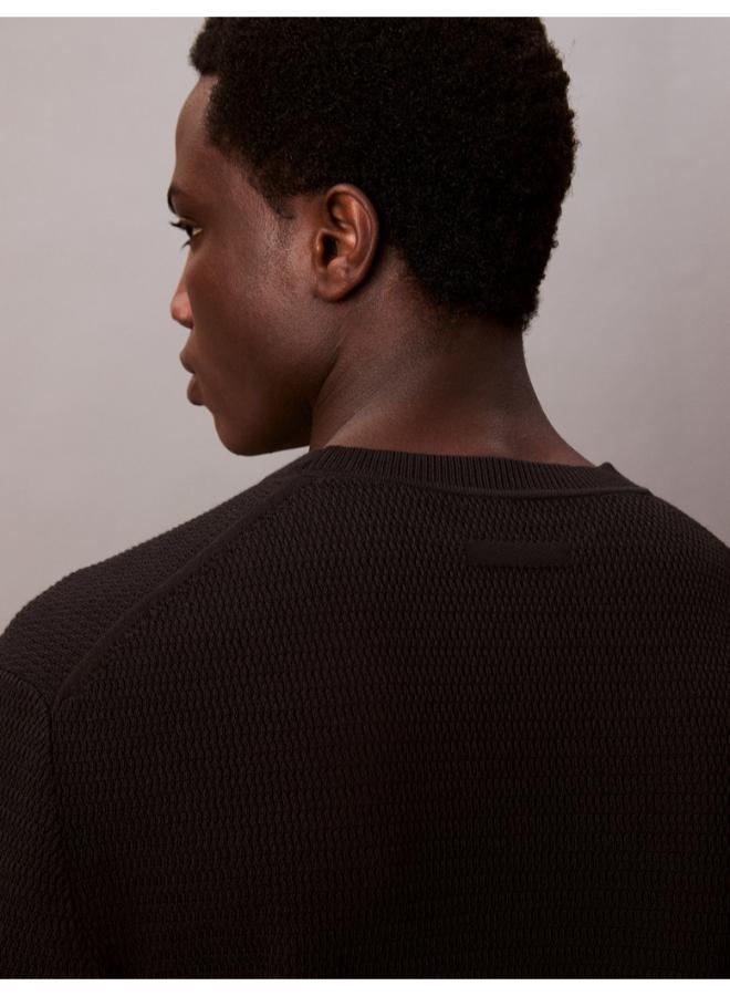 كالفن كلاين كنزة بياقة دائرية وأكمام طويلة بنقشة - Image 4