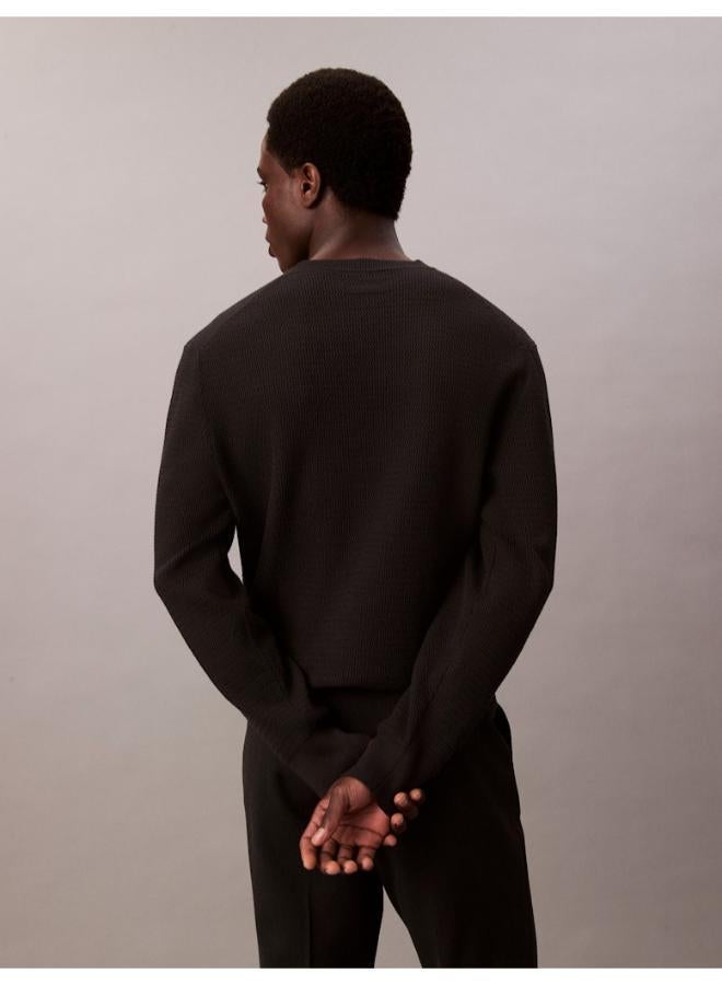 كالفن كلاين كنزة بياقة دائرية وأكمام طويلة بنقشة - Image 2