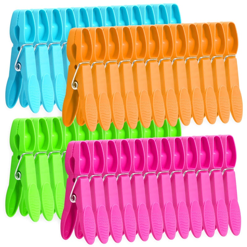 HiGift Clothes Pins,48 Pack Colored Plastic Clothespins, Clothes Pins Heavy Duty Outdoor, Non-Slip Laundry Clips for Hanging Clothes, Towels, Crafts, Picture, Clips Food Package Clips - Image 1