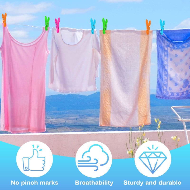 HiGift Clothes Pins,48 Pack Colored Plastic Clothespins, Clothes Pins Heavy Duty Outdoor, Non-Slip Laundry Clips for Hanging Clothes, Towels, Crafts, Picture, Clips Food Package Clips - Image 5