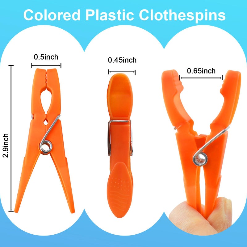 HiGift Clothes Pins,48 Pack Colored Plastic Clothespins, Clothes Pins Heavy Duty Outdoor, Non-Slip Laundry Clips for Hanging Clothes, Towels, Crafts, Picture, Clips Food Package Clips - Image 2