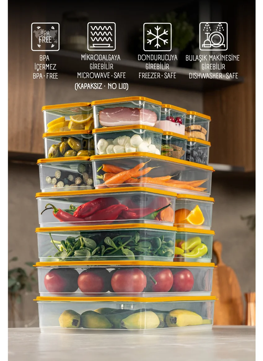 Vienev 20LI Fridge Freezer Organizer Microwave and Freezer Suitable Storage Container Orange