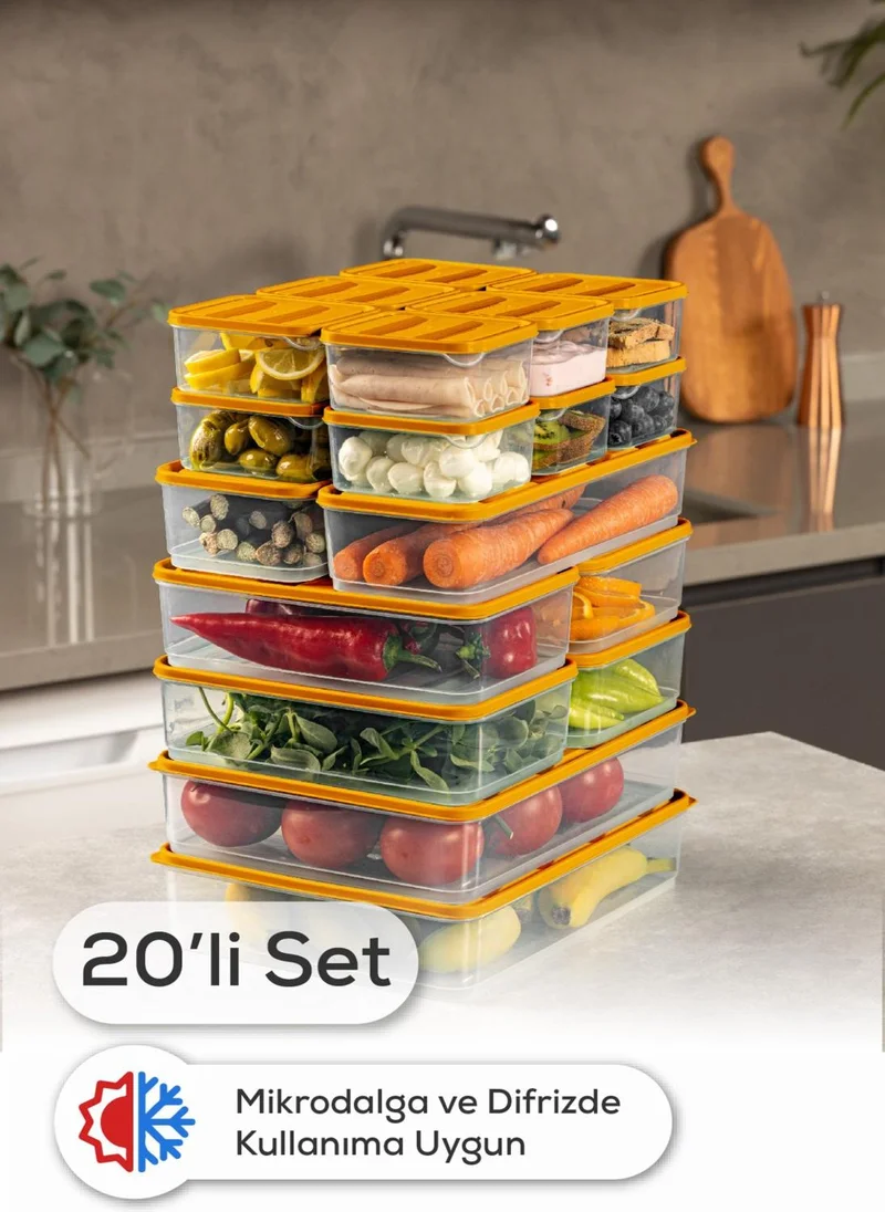 Vienev 20LI Fridge Freezer Organizer Microwave and Freezer Suitable Storage Container Orange