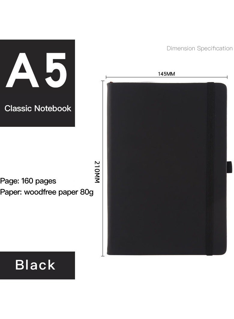 Generic [4-pack]A5 Classic Hard Cover Ruled Notebook 160 Pages, Lined Pages, Black - Image 2