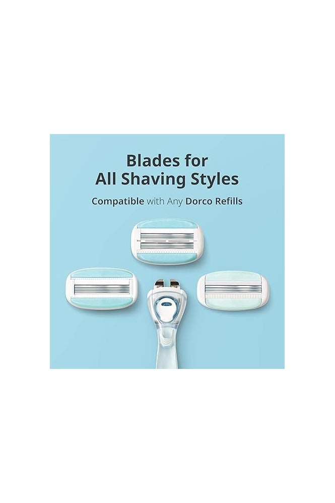 DORCO Eve 6 Razor for Women with Aloe Vera and Avocado Oil Moisture Bar 6 Blade Refills - Image 5