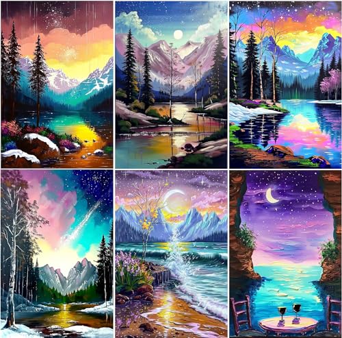 EWJRNSF 5D Diamond Painting Kits for Adults Beginners Diamond Arts Kits Diamond Art SetsGem Painting Arts Crafts Home Wall Decoration 118x157 Inches 6 Pack Landscape - Image 1