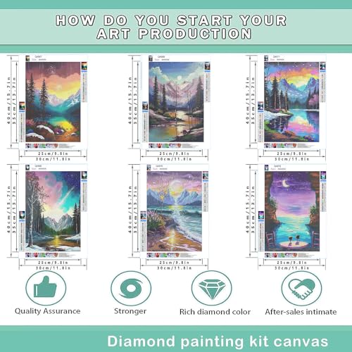 EWJRNSF 5D Diamond Painting Kits for Adults Beginners Diamond Arts Kits Diamond Art SetsGem Painting Arts Crafts Home Wall Decoration 118x157 Inches 6 Pack Landscape - Image 3