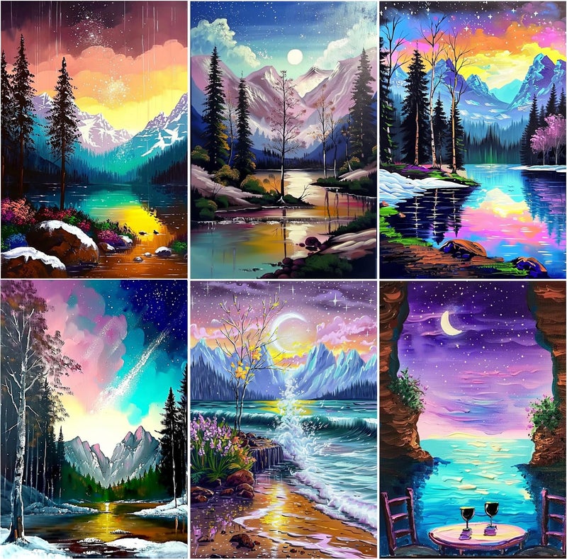EWJRNSF 5D Diamond Painting Kits for Adults Beginners Diamond Arts Kits Diamond Art SetsGem Painting Arts Crafts Home Wall Decoration 118x157 Inches 6 Pack Landscape - Image 2