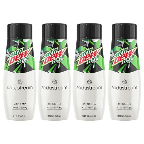 SodaStream - Mountain Dew Zero Sugar Drink Mix | For Sparkling Water Makers | Sugar-Free, 0 Calories | Caffeine: 48mg/12oz | Makes 96 Servings | 14.9 Fl Oz, Pack of 4 - Image 1