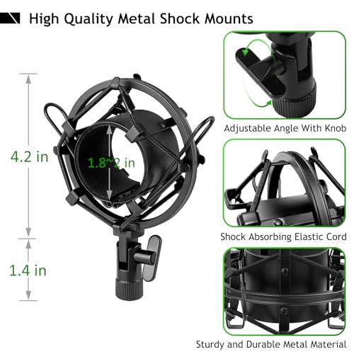 Frgyee Upgraded AT2020 Desktop Mic Stand, Adjustable Mic Stand Desk with Shock Mount and Foam Windscreen for Audio Technica AT2020 AT2020USB+ AT2035 ATR2500 Condenser Mic - Image 4