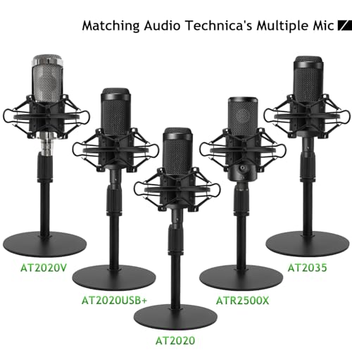 Frgyee Upgraded AT2020 Desktop Mic Stand, Adjustable Mic Stand Desk with Shock Mount and Foam Windscreen for Audio Technica AT2020 AT2020USB+ AT2035 ATR2500 Condenser Mic - Image 2