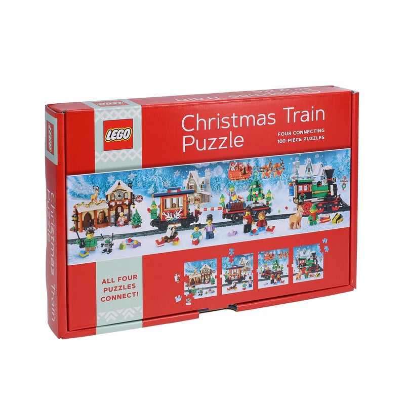 Chronicle Books Lego Christmas Train Puzzle | Four Connecting 100-Piece Jigsaw Puzzles - Image 4