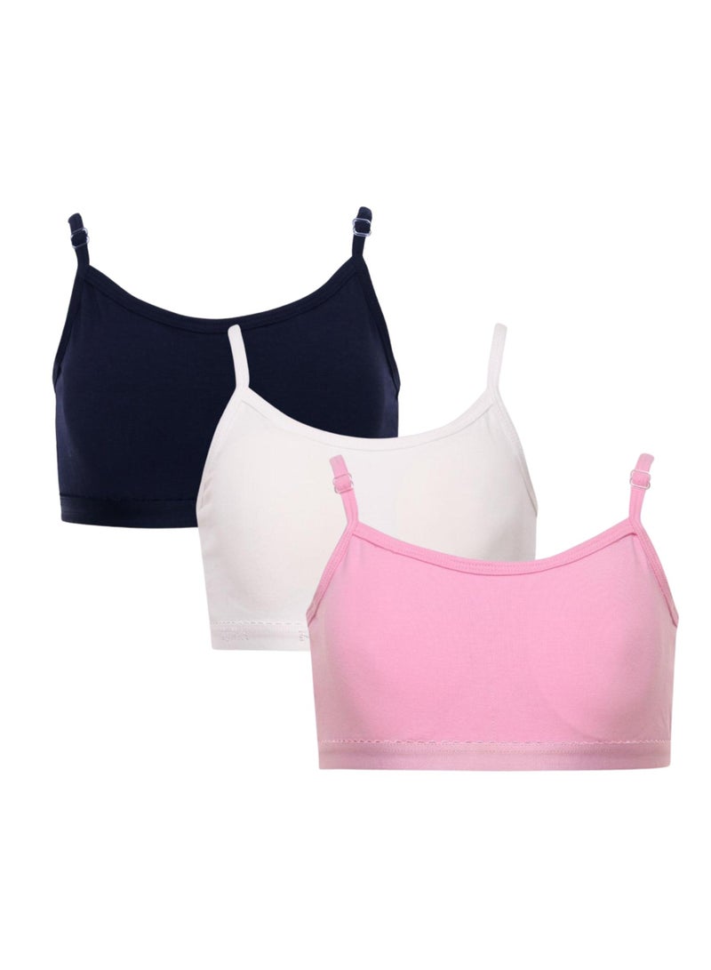 Kalia Pack of 3 Girls' Thin Strap Cotton Padded Soft Bra, Non-Wired - Image 1