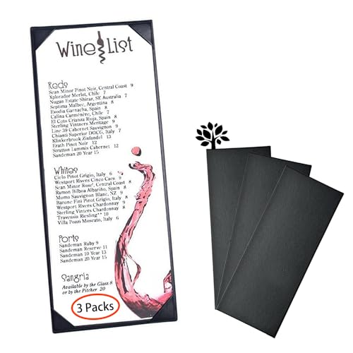 WFD.L 3 Packs of Leather Menu Covers for with Strong Wood Inside for 4.25x11 inch, Leather Single Panel Menu Holder for Restaurant,Wine List, Drinks, Cafes, Bar, Hotel,Cocktail(4.25"x11"/Single View /3Pcs) - Image 1