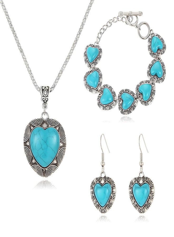 مجوهرات RLHRNDE البوهيمية الفيروزية للنساء والرجال، مصنوعة يدويًا، بتصميم بوهيمي غربي، تتضمن قلائد وأساور وأقراط مميزة، هدية مثالية للذكرى السنوية، عيد الميلاد، الصداقة، عيد الحب (أخضر). - Image 1