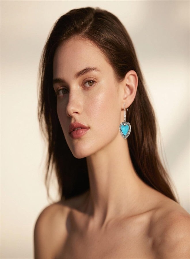 مجوهرات RLHRNDE البوهيمية الفيروزية للنساء والرجال، مصنوعة يدويًا، بتصميم بوهيمي غربي، تتضمن قلائد وأساور وأقراط مميزة، هدية مثالية للذكرى السنوية، عيد الميلاد، الصداقة، عيد الحب (أخضر). - Image 2