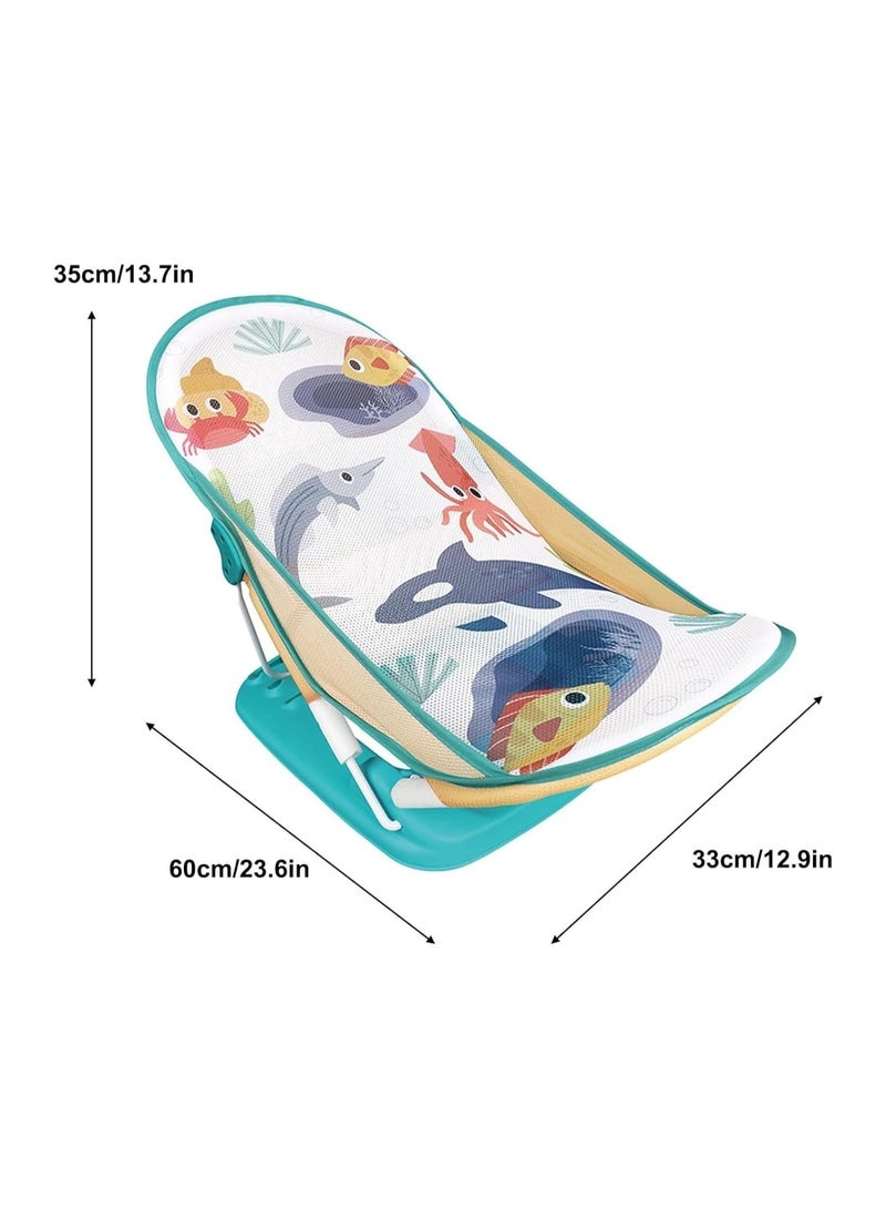 Tiibaby كرسي استحمام الأطفال Tiibaby 68163، كرسي قابل للطي للأطفال مع تصميم حياة بحرية، متعدد الألوان - Image 2