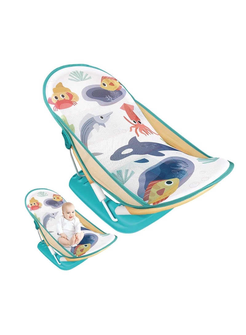 Tiibaby كرسي استحمام الأطفال Tiibaby 68163، كرسي قابل للطي للأطفال مع تصميم حياة بحرية، متعدد الألوان - Image 3