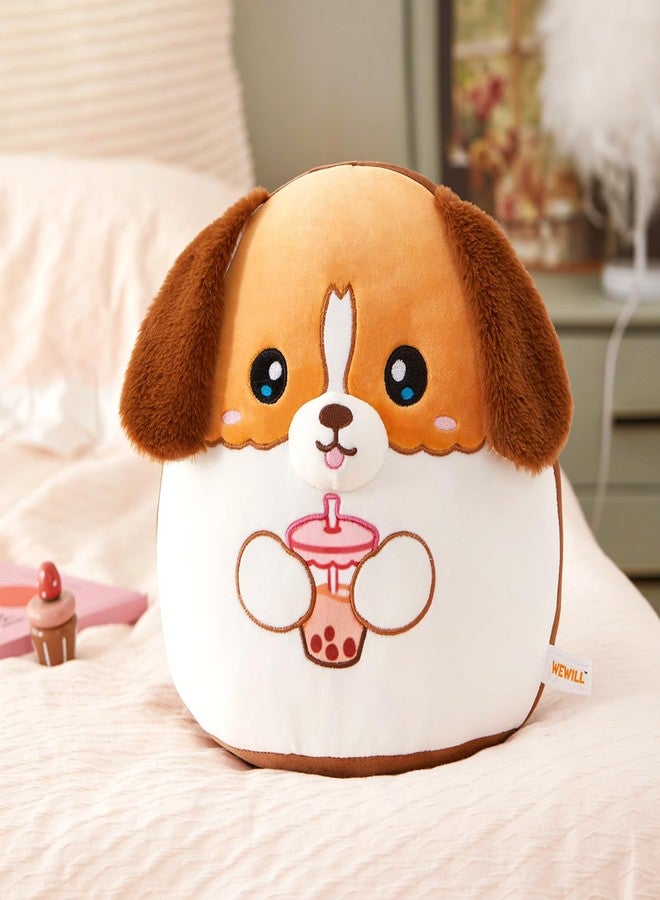 WEWILL 12‘’ Cute Soft Puppy Plush Pillow Drinking Boba Tea Adorable Dog Stuffed Animal Pillow Birthday Valentines for Toddler Kids Boys Girls - Image 5