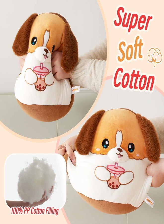 WEWILL 12‘’ Cute Soft Puppy Plush Pillow Drinking Boba Tea Adorable Dog Stuffed Animal Pillow Birthday Valentines for Toddler Kids Boys Girls - Image 4