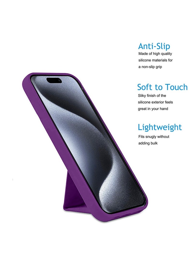 Techie غطاء سيليكون ناعم وسلس مع مقبض يد مغناطيسي وآلية داخلية من الألياف الدقيقة لجهاز آبل آيفون 15 برو - بنفسجي - Image 5