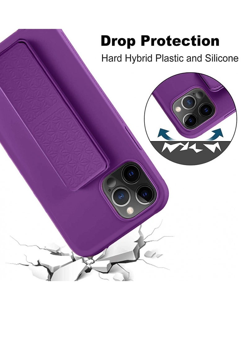 Techie غطاء سيليكون ناعم وسلس مع مقبض يد مغناطيسي وآلية داخلية من الألياف الدقيقة لجهاز آبل آيفون 15 برو - بنفسجي - Image 4