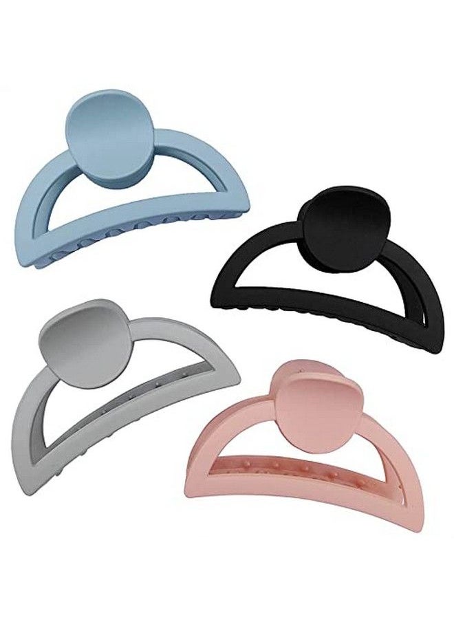 Fameza 3.5 Inch Hair Claw Clips Matte Semicircle No Slip Clip 4 Colors For Thin Fine Medium Thick Hair Women And Girls 4 Pack  - Image 1
