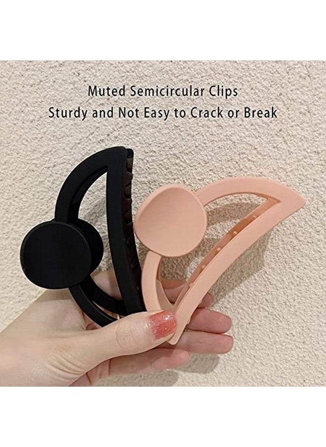 Fameza 3.5 Inch Hair Claw Clips Matte Semicircle No Slip Clip 4 Colors For Thin Fine Medium Thick Hair Women And Girls 4 Pack  - Image 2