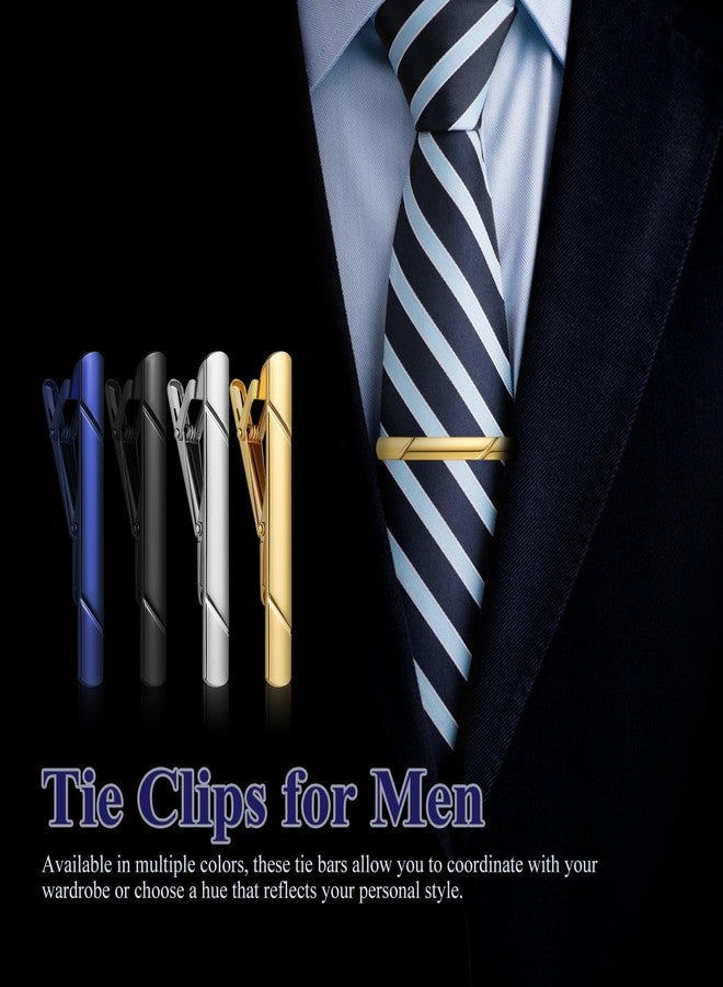 Bestonzon 4Pcs Copper Tie Clips Set for Men - Stylish Business and Wedding Tie Bars Formal Suit Accessories for Necktie Unique Mens Jewelry - Image 2