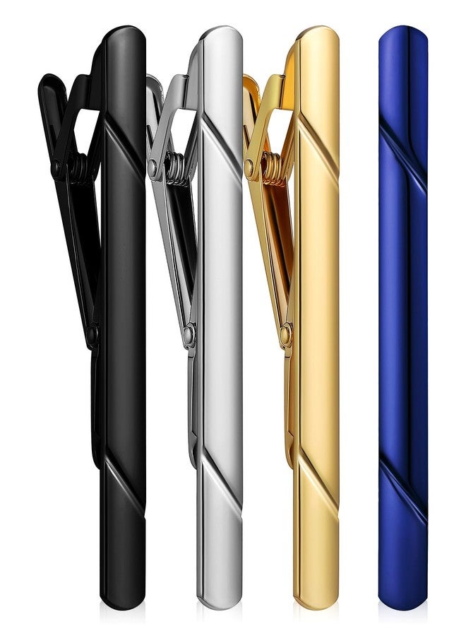 Bestonzon 4Pcs Copper Tie Clips Set for Men - Stylish Business and Wedding Tie Bars Formal Suit Accessories for Necktie Unique Mens Jewelry - Image 1