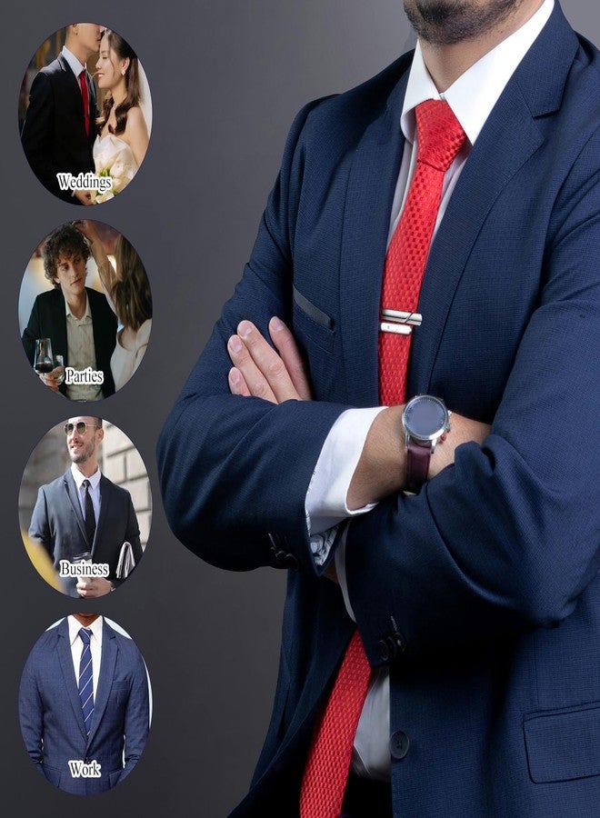 Bestonzon 4Pcs Copper Tie Clips Set for Men - Stylish Business and Wedding Tie Bars Formal Suit Accessories for Necktie Unique Mens Jewelry - Image 3