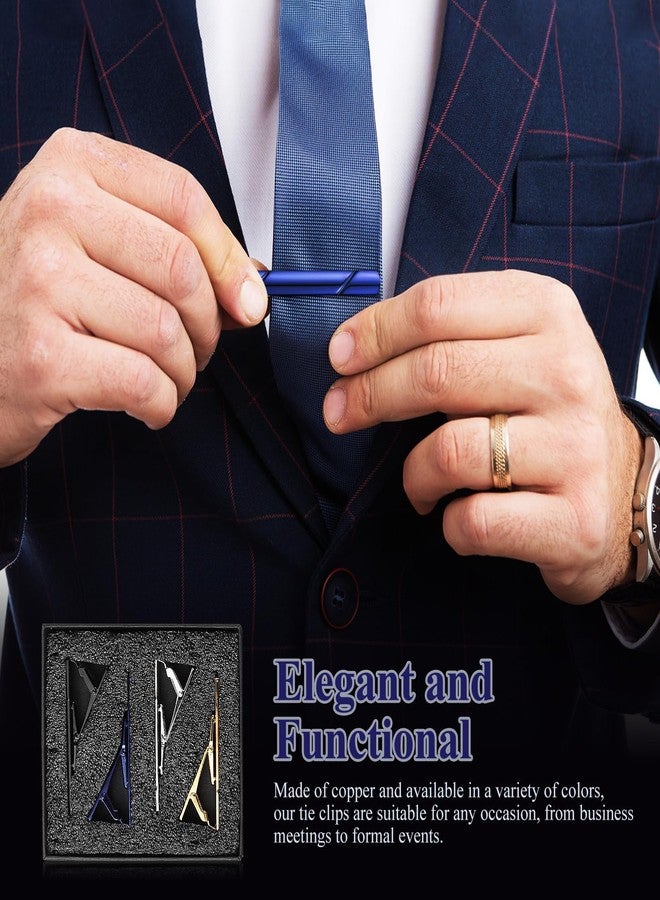 Bestonzon 4Pcs Copper Tie Clips Set for Men - Stylish Business and Wedding Tie Bars Formal Suit Accessories for Necktie Unique Mens Jewelry - Image 4