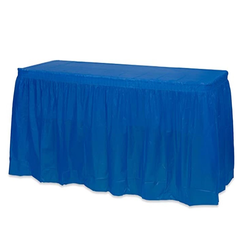 Disposable Waterproof Oil Proof Pe Plastic Pink Blue Tablecloth Table Skirt El Wedding Party Decoration Supplies - Image 1