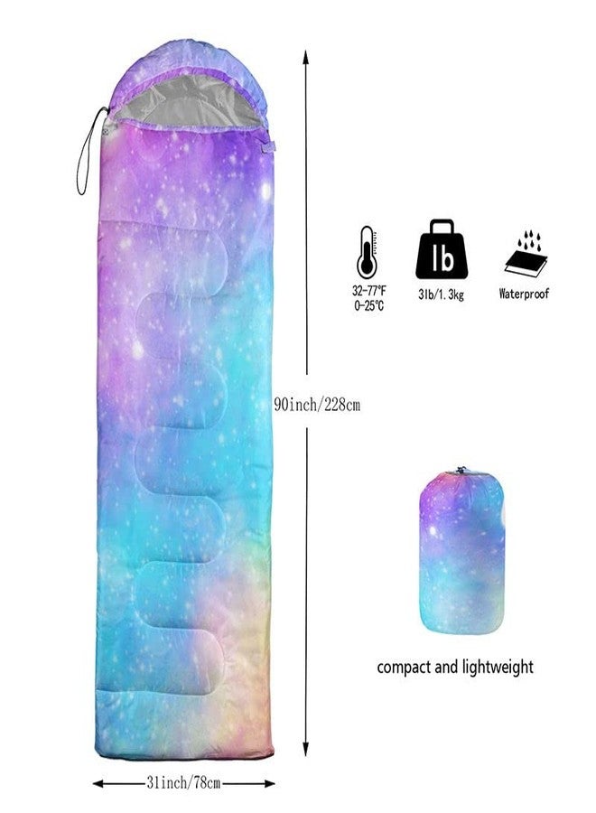 NaFurAhi Datura home Kids Sleeping Bag for Girls,Galaxy Glitter Star -Lightweight Warm Outdoor Indoor-Waterproof Cold Weather Resistant Sleeping Bag for Camping Hiking(Galaxy 32"*90") - Image 3
