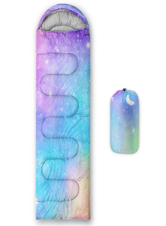 NaFurAhi Datura home Kids Sleeping Bag for Girls,Galaxy Glitter Star -Lightweight Warm Outdoor Indoor-Waterproof Cold Weather Resistant Sleeping Bag for Camping Hiking(Galaxy 32"*90") - Image 1