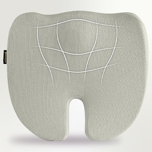 betterhood PosturePro Coccyx Seat Cushion for Tailbone Pain Relief, Anti Slip Orthopedic Ergonomic Office Chair Memory Foam Sitting Pillow for Sciatica Pain Relief, Cotton Cover (Large - Grey) - Image 2