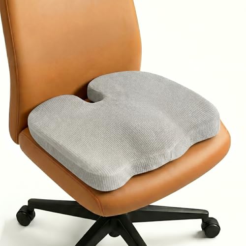 betterhood PosturePro Coccyx Seat Cushion for Tailbone Pain Relief, Anti Slip Orthopedic Ergonomic Office Chair Memory Foam Sitting Pillow for Sciatica Pain Relief, Cotton Cover (Large - Grey) - Image 1