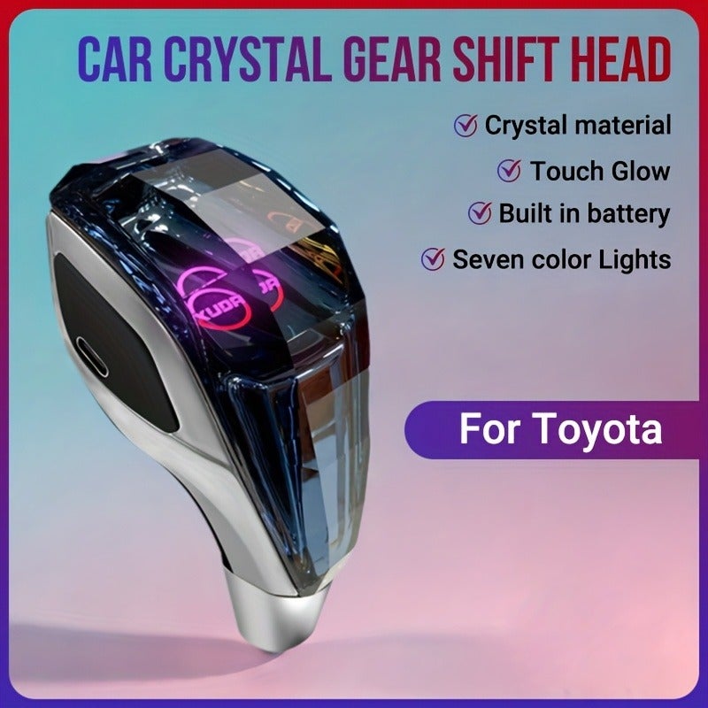 XUDA New Car Crystal Gear Shift Knob with Colorful LED Light, Plug-and-Play, Portable Side Interface, Comfortable Grip, Wear-Resistant and Scratch-Proof, Compatible with  Toyota - Image 1