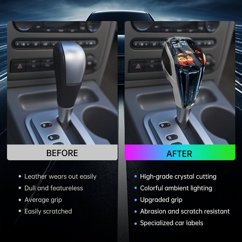 XUDA New Car Crystal Gear Shift Knob with Colorful LED Light, Plug-and-Play, Portable Side Interface, Comfortable Grip, Wear-Resistant and Scratch-Proof, Compatible with  Toyota - Image 3